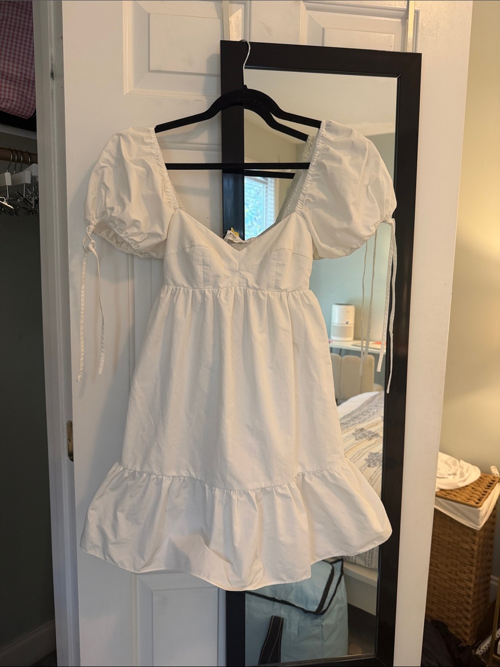 Amanda Uprichard White Puff Sleeve Mini Dress